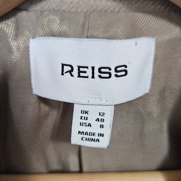 SOLD REISS Harriet Double Breasted Wool Blazer Sz 8 Beige Cream - Picture 7 of 13